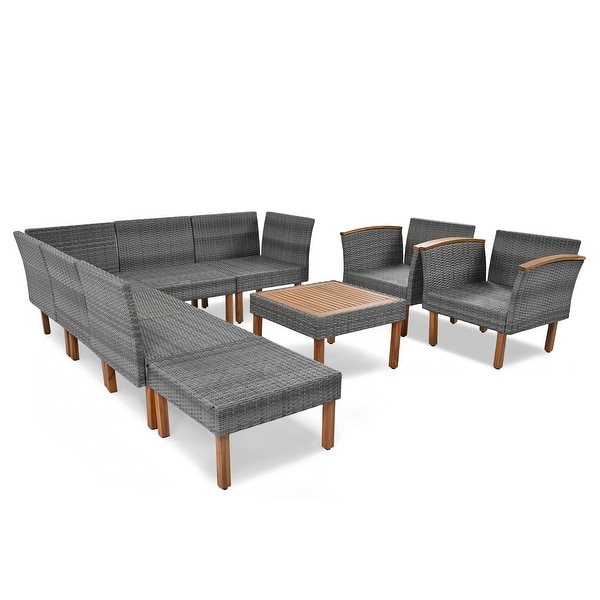 Leisure Zone 9Piece Patio Rattan Furniture Set with Coffee Table