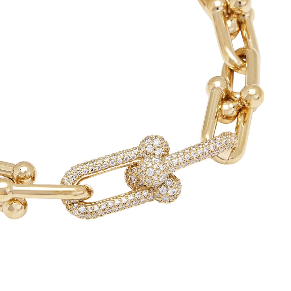 Tiffany & Co. Hardware Link Diamond Bracelet 18K Yellow Gold 70751224