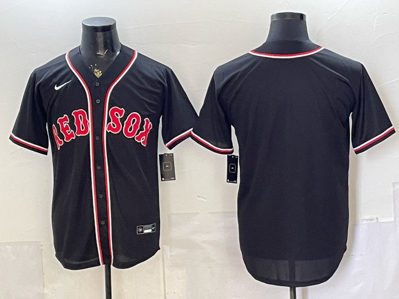 Men's Boston Red Sox Fashion Replica Black Out Jersey