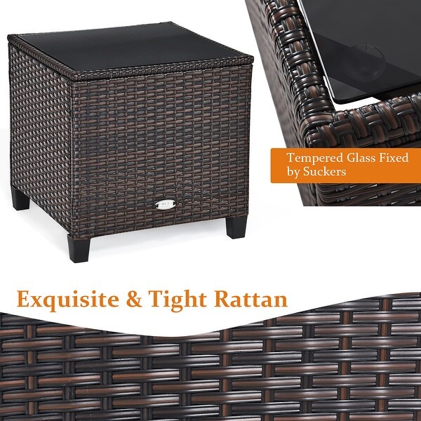 Costway 3PCS Patio Rattan Furniture Set Cushioned Conversation Set