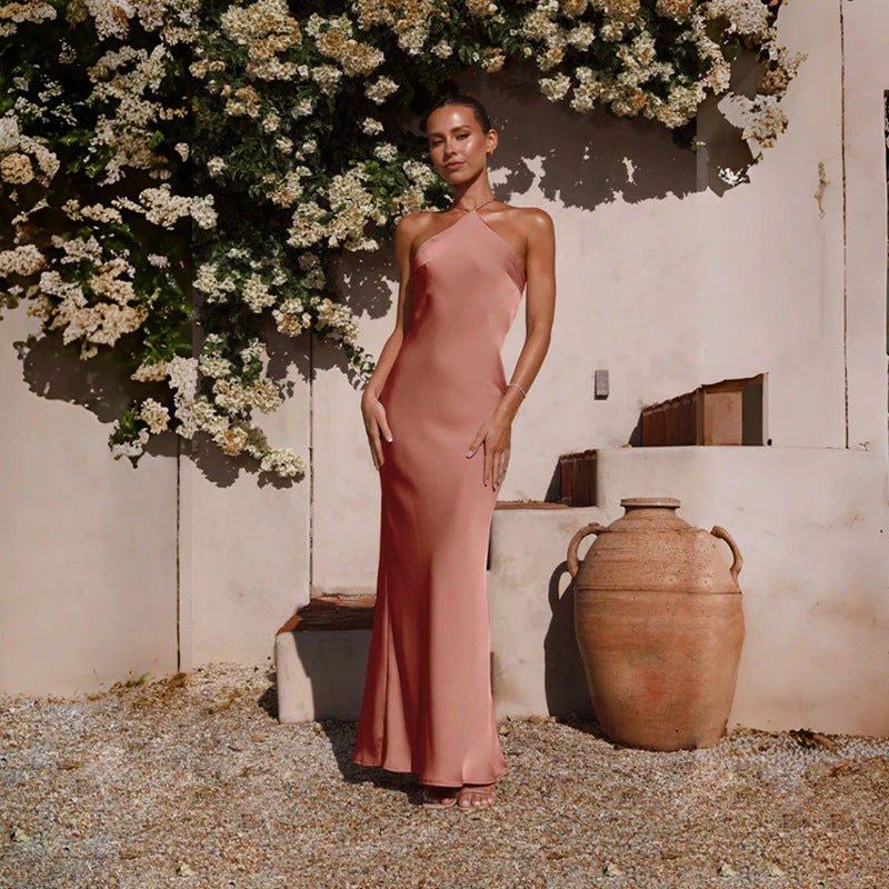 Backless Halter Maxi Dress | Elegant Evening GownClistos