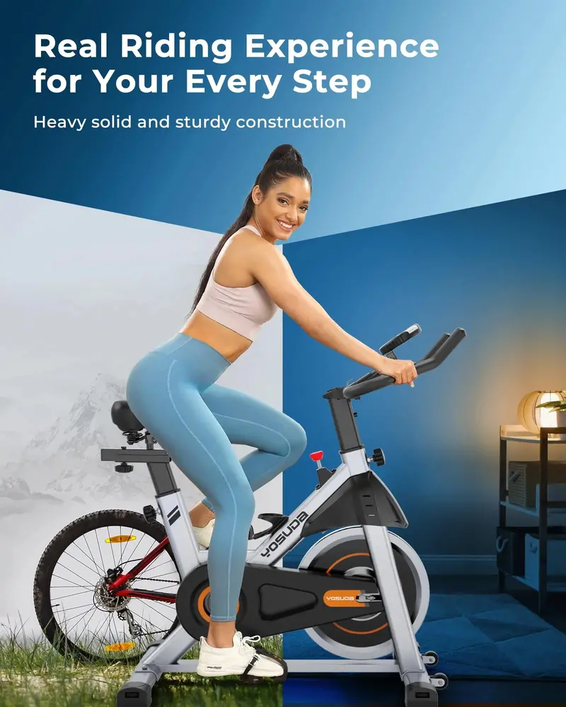 YOSUDA Indoor Cycling Bike – Belt-Drive Stationary Exercise Bike with Silent Operation & Adjustable Resistance