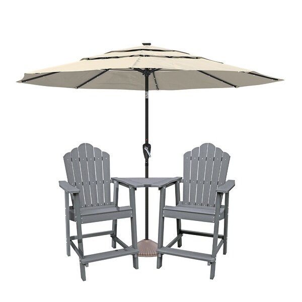 Patio Tall Adirondack Chair Set with Connecting Tray (Set of 2)