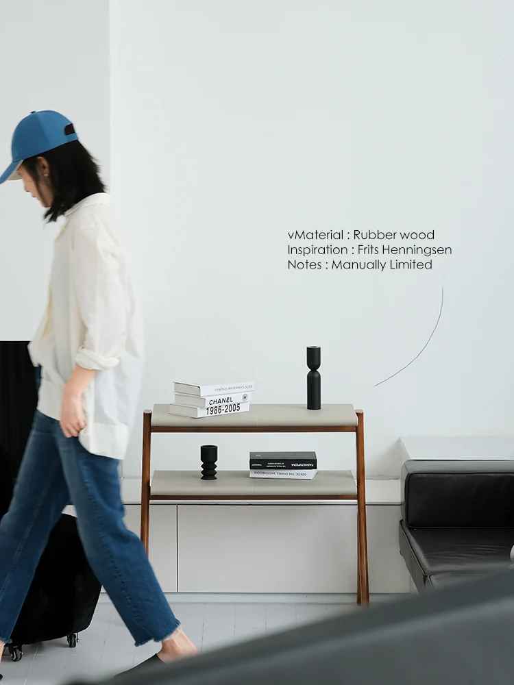 YA021 - Denmark Herringbone Side Table Central Island / Module Double-layer Storage Shelf Bookshelf Foyer Table Side Table