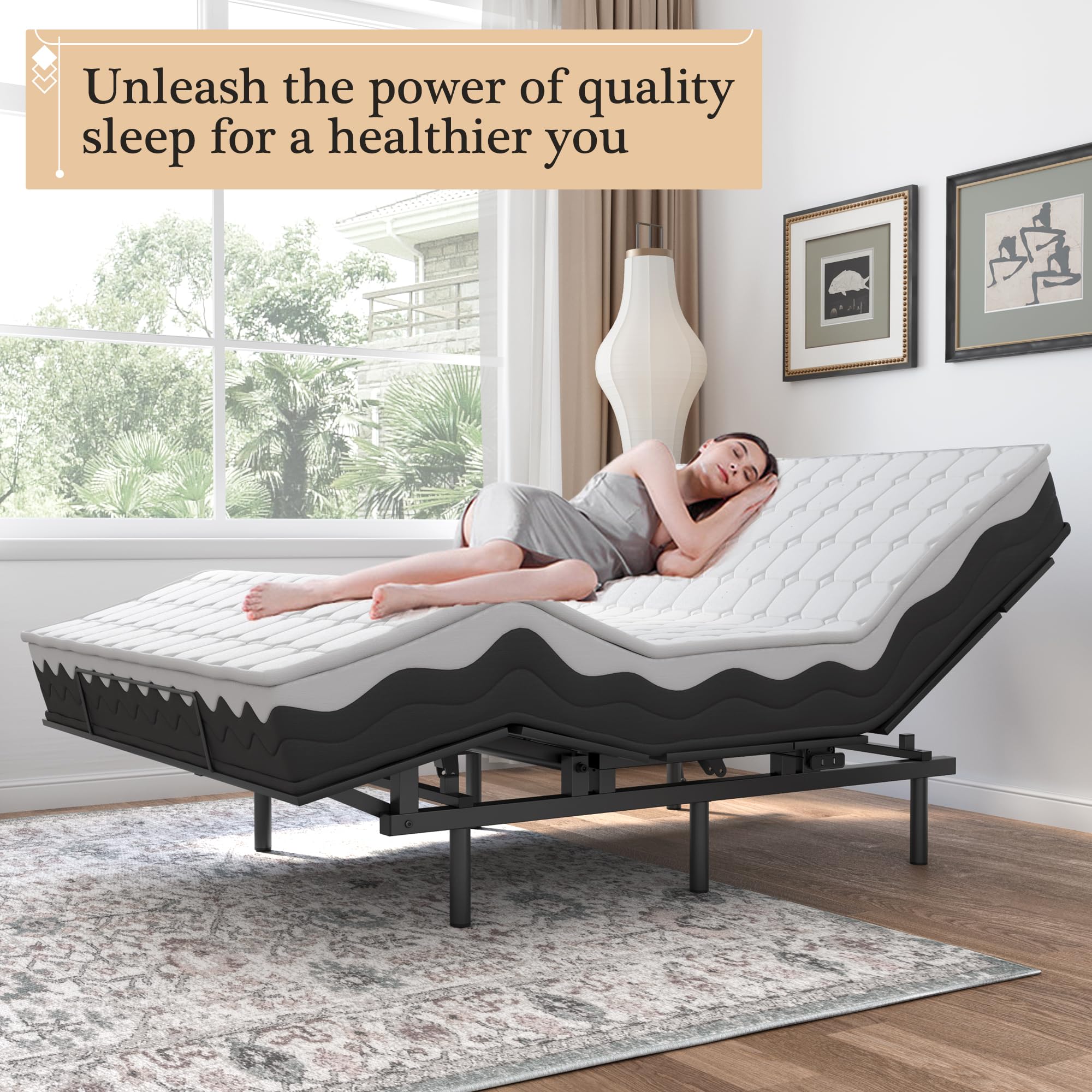2026 Adjustable Bed Frame -Wireless Remote -Memory Function -Adjustable Bed Base -Head and Foot Lift Incline -Zero Gravity -Quiet Motorfor Lying Down, Reading, Watching TV,Fatigue,Backache[FULL]