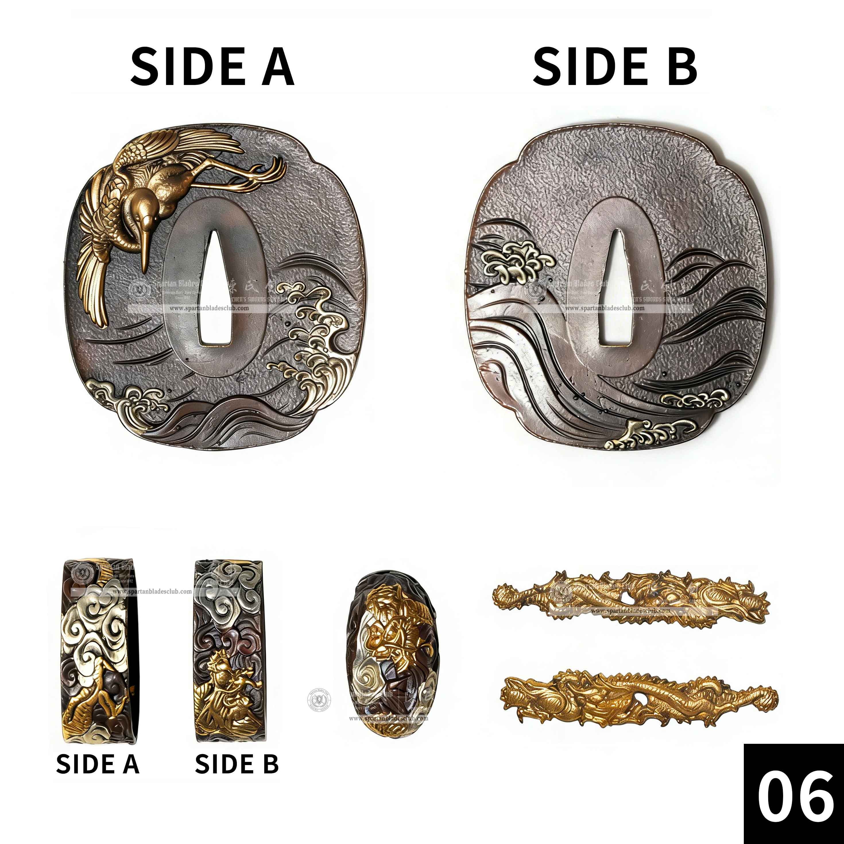 Custom Your Katana | Bird | Complete Set Fittings (Brass Gilded) | Spartan Blades Club | CHEN'S SWORDS 1892 - Spartan Blades Club - 陳氏劍莊1892