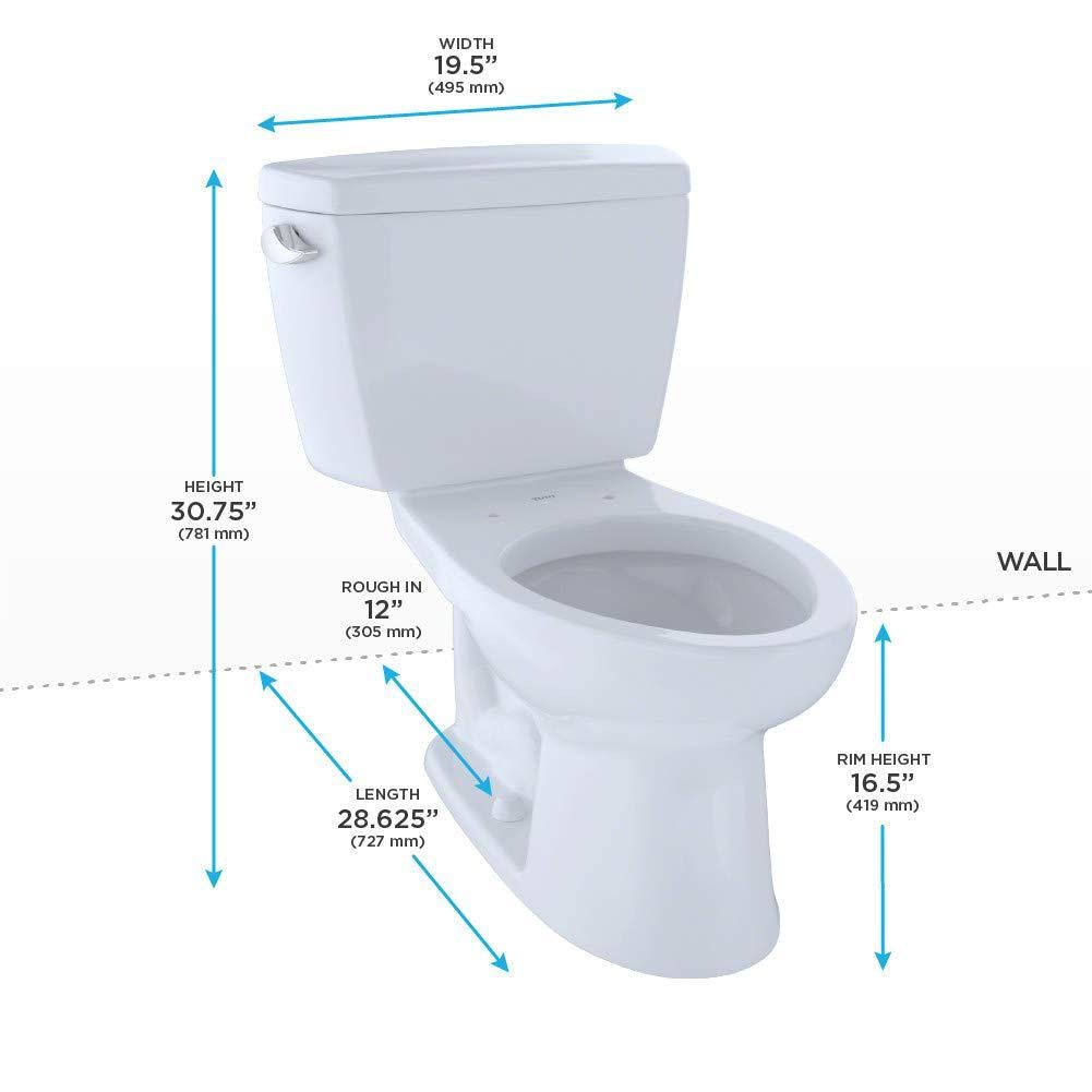 Toto CST744EL#01 Eco Drake Two-Piece Elongated 1.28 GPF ADA Compliant Toilet, Cotton White