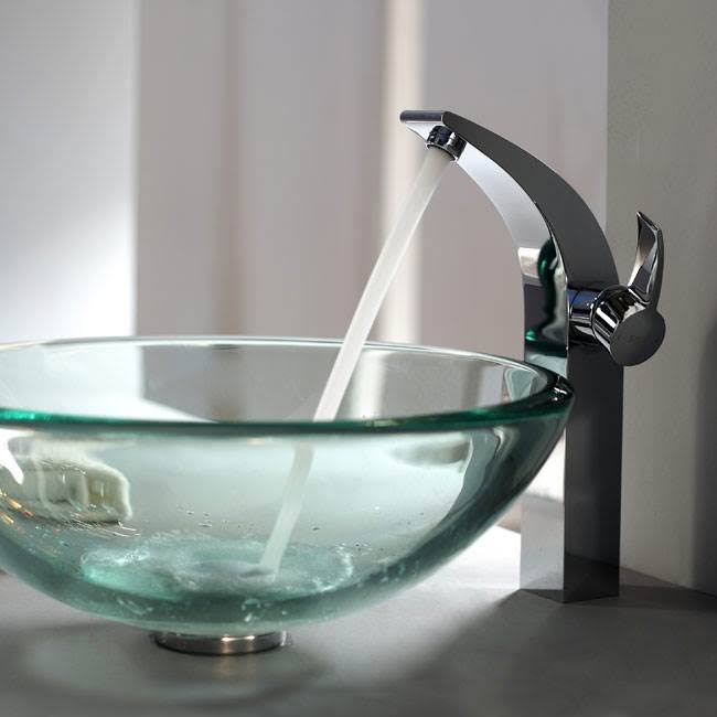 Kraus KEF-14700-PU-10CH Illusio Single Lever Vessel Bathroom Faucet with Pop Up Drain Chrome