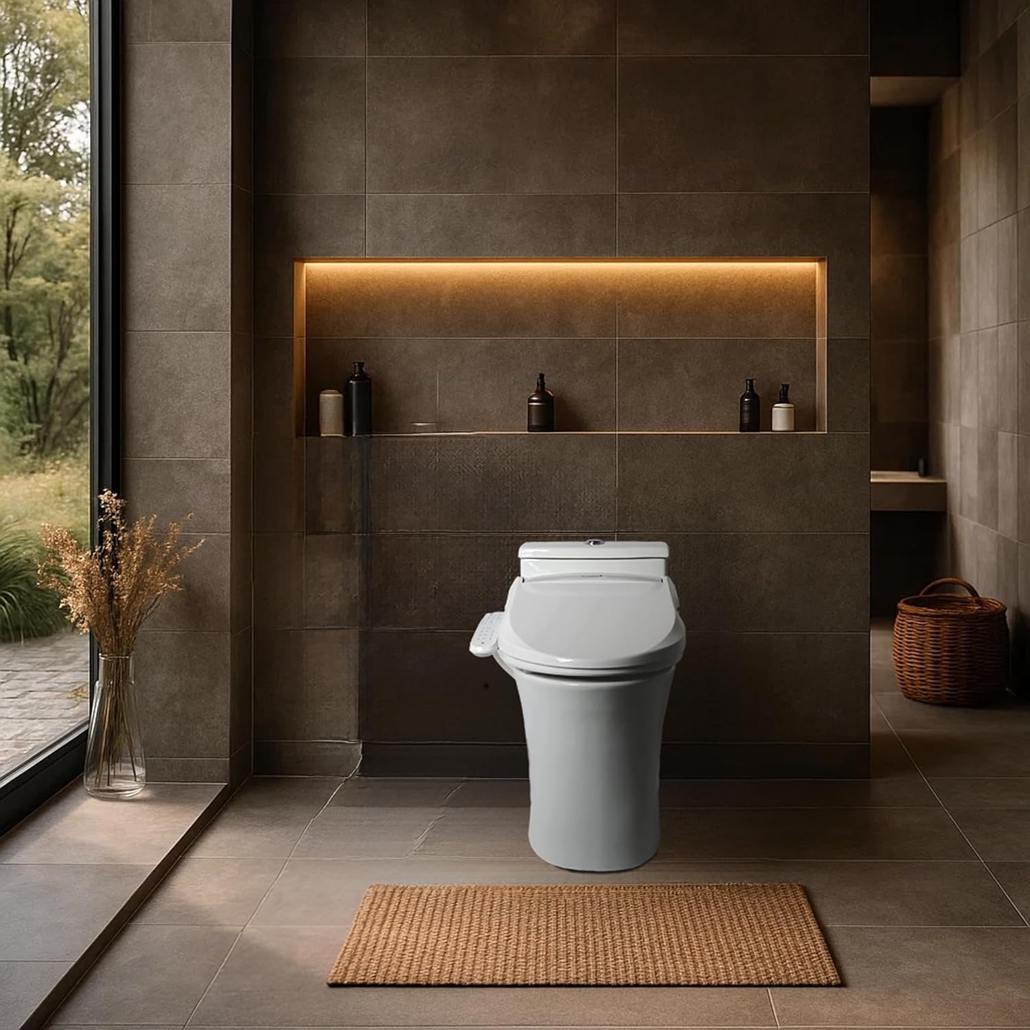 Elongated Electric Bidet Toilet Seat with Heated Seat & Turbo Wash, Side Control Smart Bidet