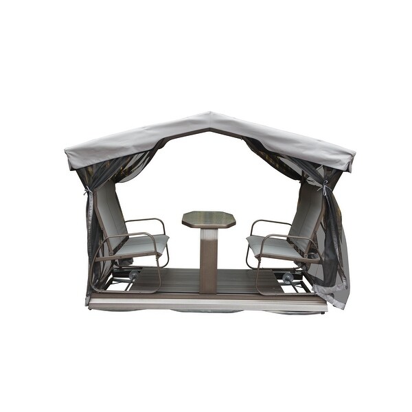 Retro Metal Glider Chair with Canopy,Smooth and Quiet Patio Swing for Garden and Lawn
