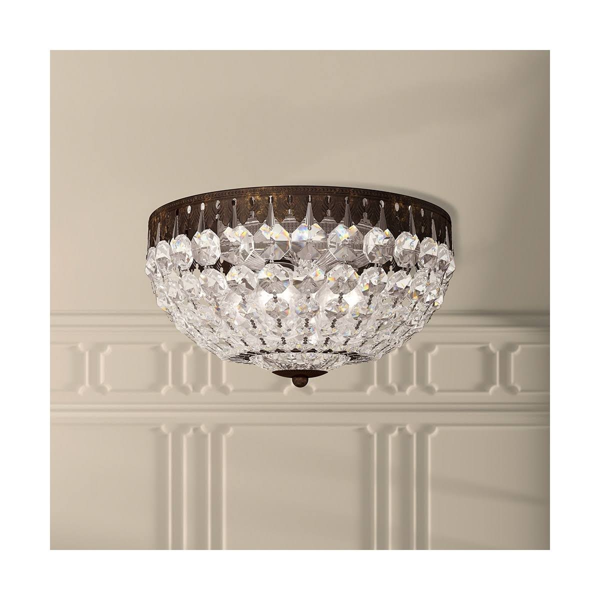 Schonbek 1560-40A Petit Crystal Flush Mount in Silver