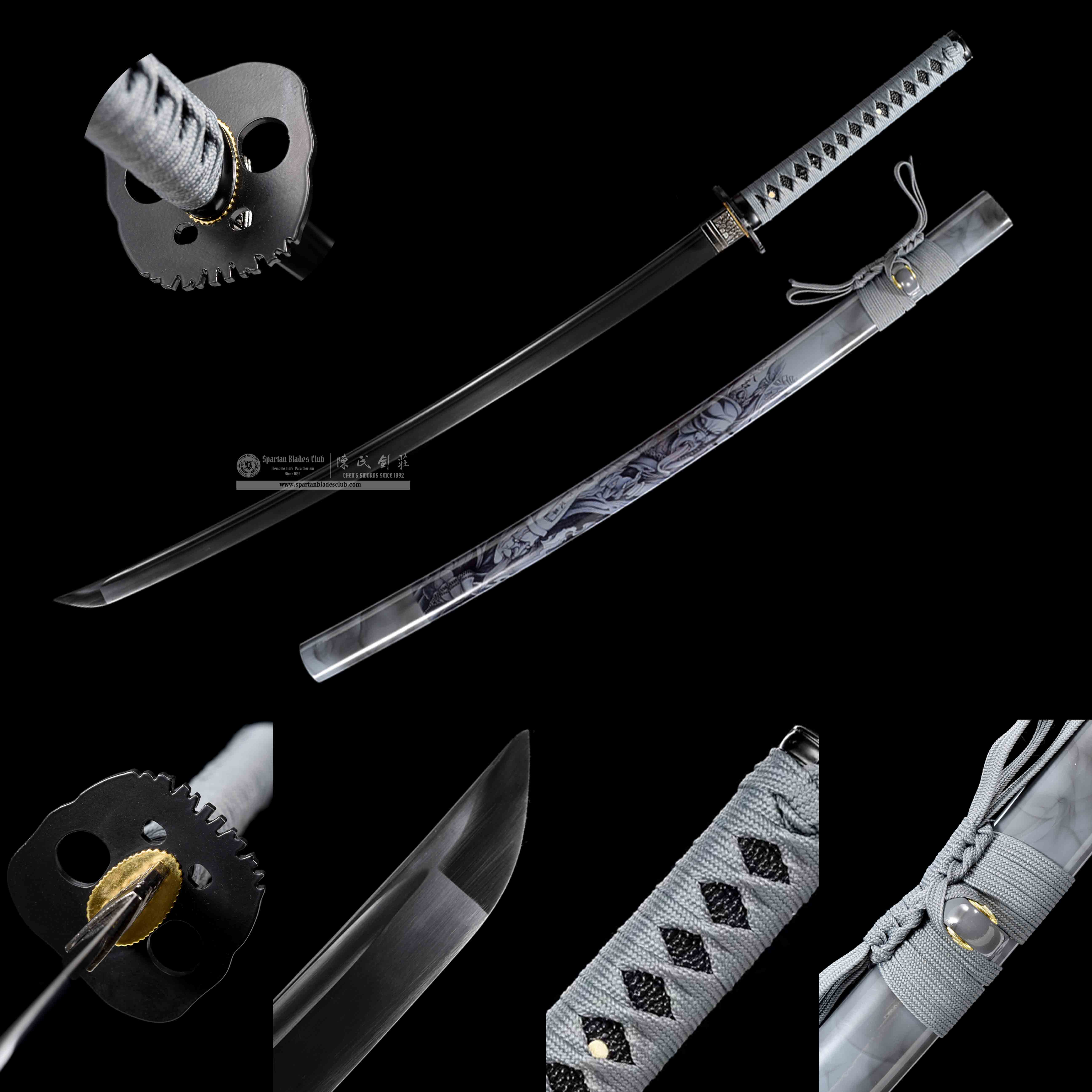 HW44 | Heibai Wuchang | Not Sharpened | Practice Sword | Katana | Carbon Steel | Grey | Full-tang | Spartan Blades Club | CHEN'S SWORDS 1892 - Spartan Blades Club - 陳氏劍莊1892