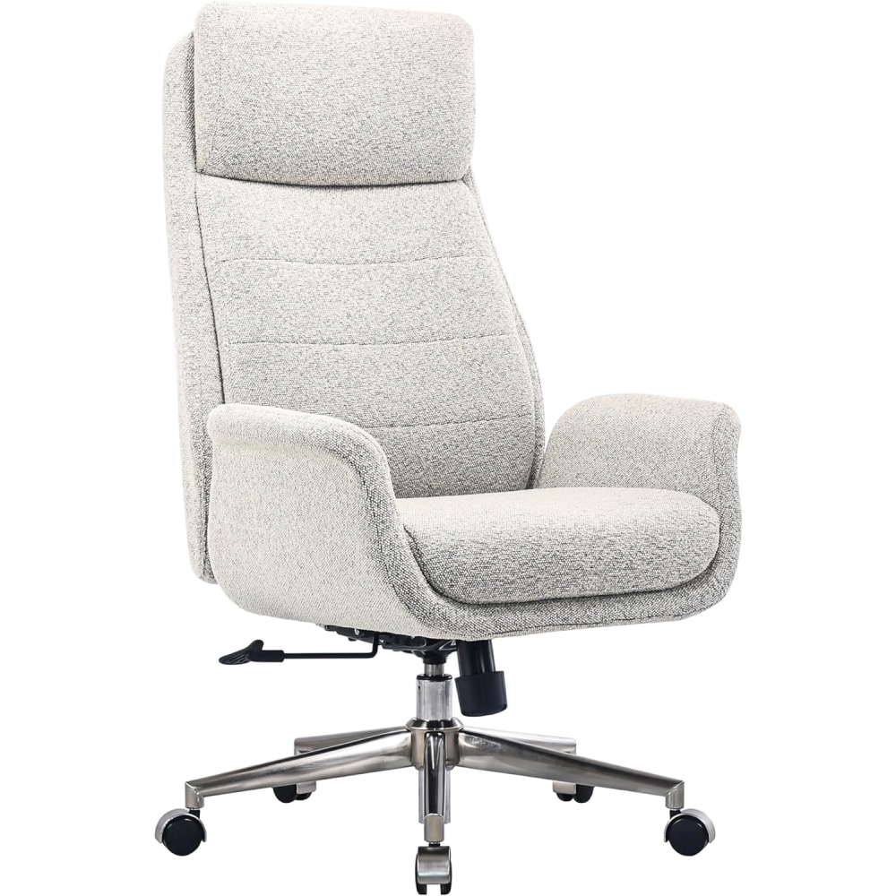 Realspace Pizana Bouclé High-Back Executive Chair, Light Sand