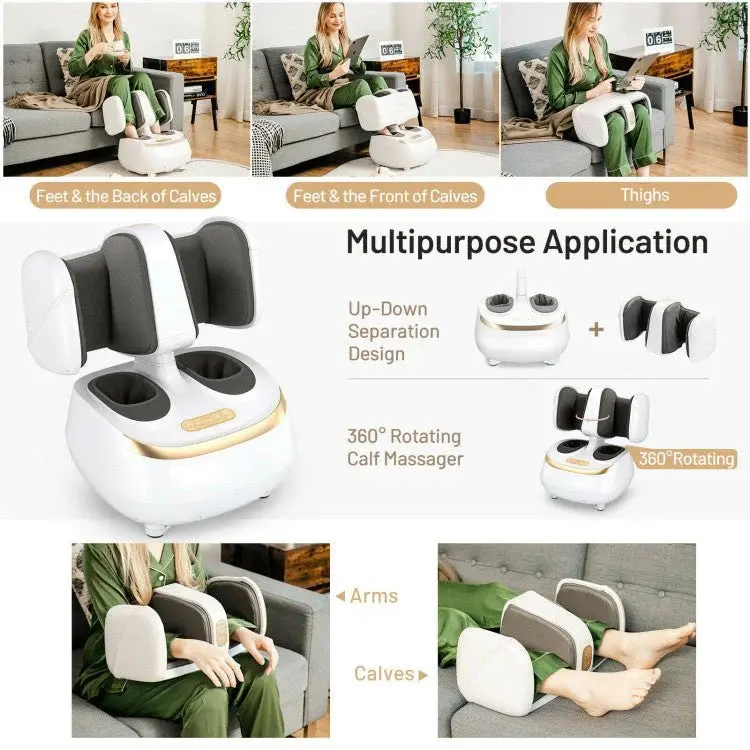Premium Shiatsu Foot and Calf Massager with Adjustable Heat Therapy — 2-in-1 Relaxation Device