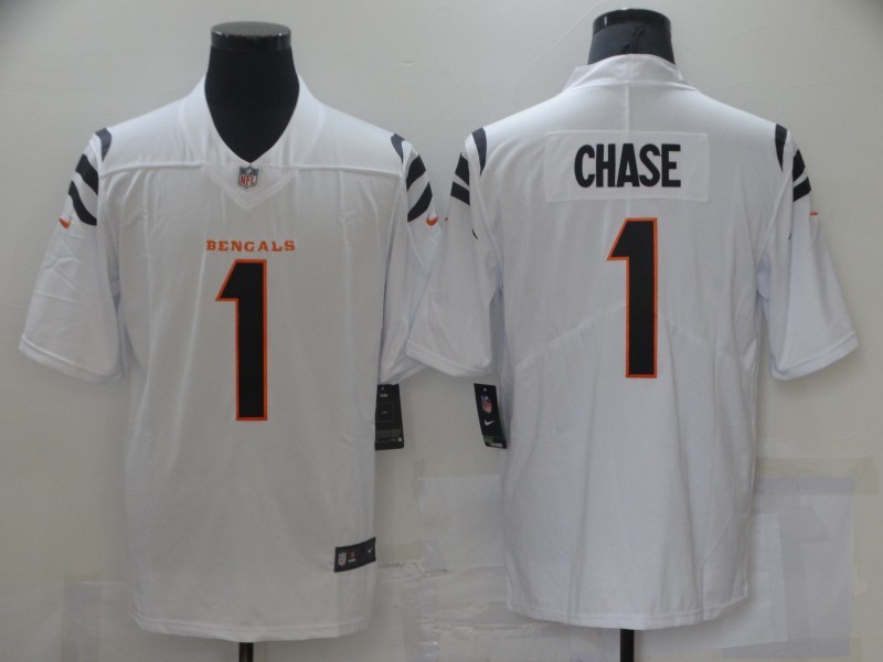 Men's Cincinnati Bengals Ja'Marr Chase #1 White Game Jersey