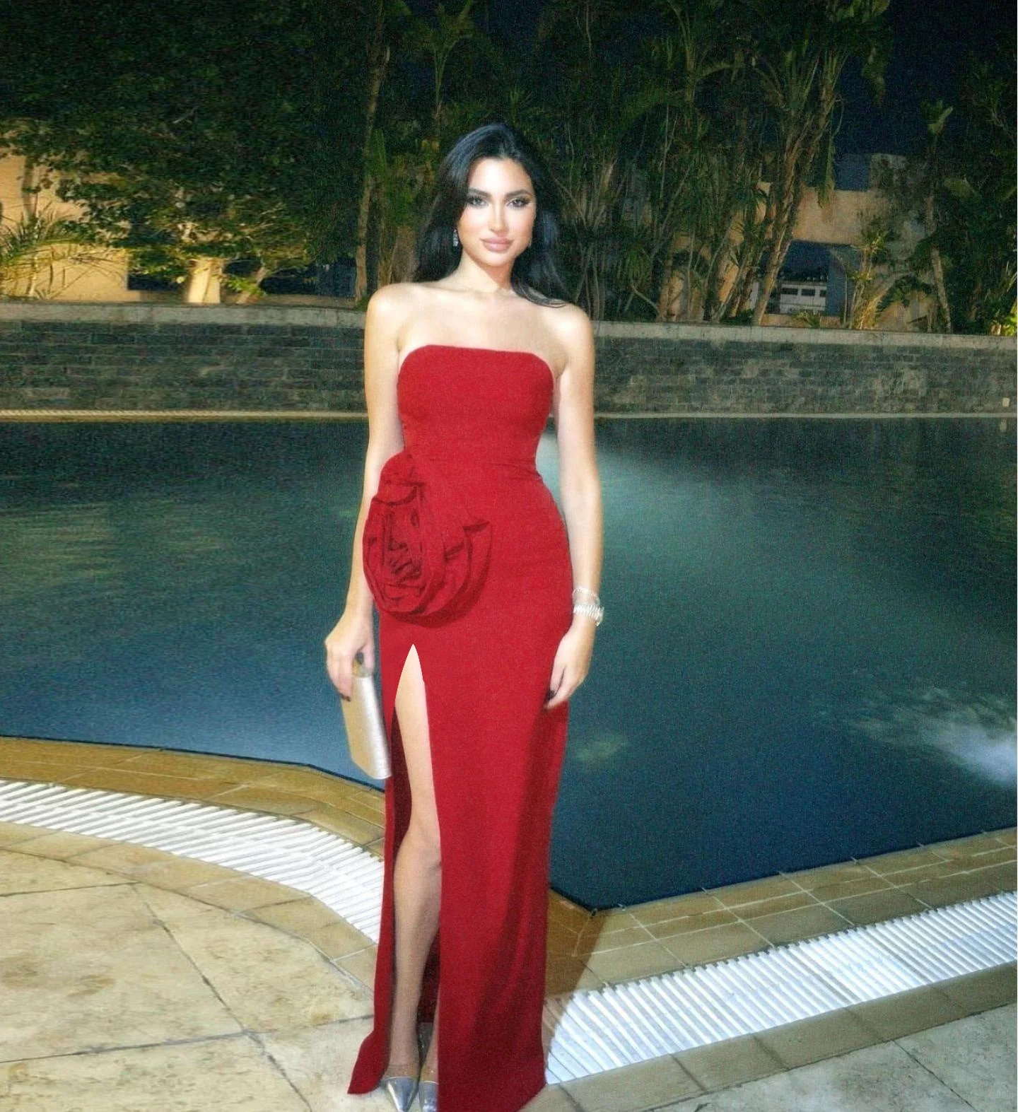 Strapless Maxi Dress with High SlitClistos