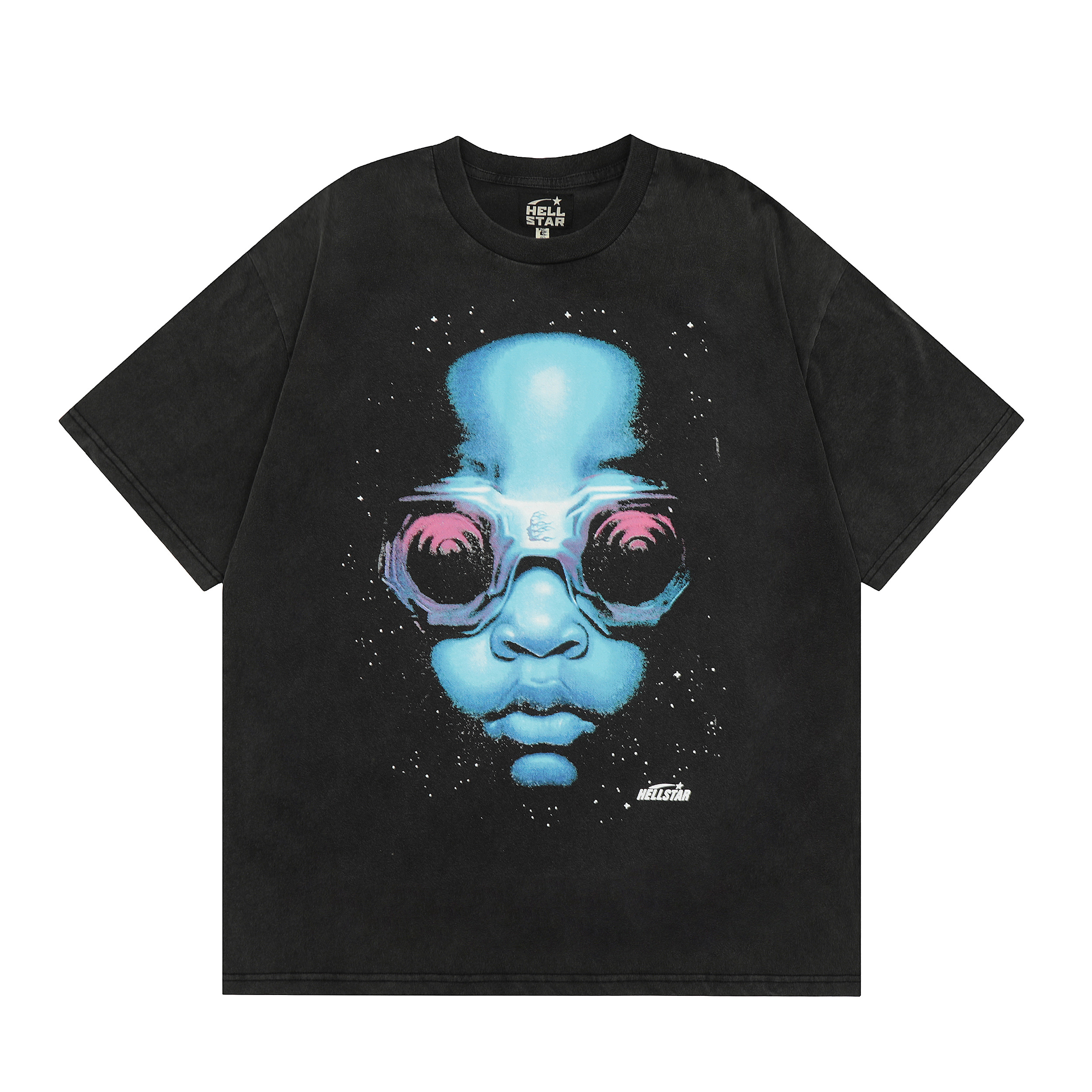Hellstar Studios Goggles Short Sleeve Tee Shirt Washed Black - cnluxepick