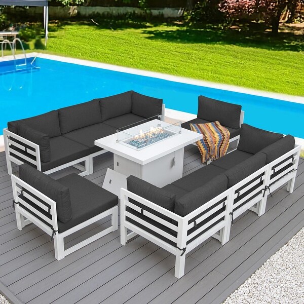 Nicesoul White Aluminum Modern Patio Furniture Sectional Sofa Set with Cushion