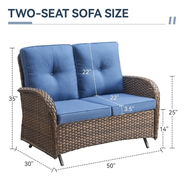 Gymojoy Stylish Patio Loveseat Glider Sofa with Cushions