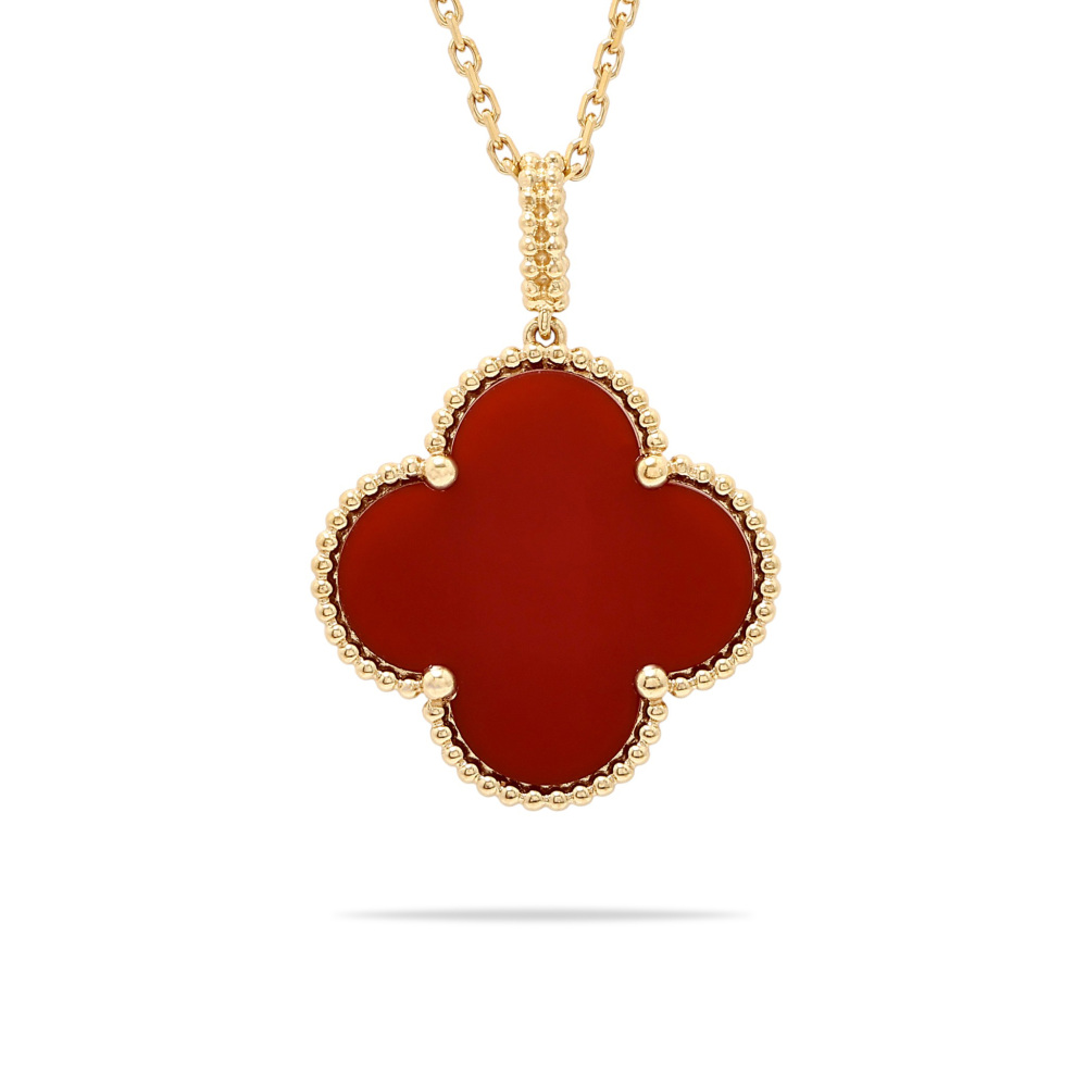 Van Cleef & Arpels Magic Alhambra Necklace 1 Motif 18K Yellow Gold Carnelian VCARO49N00