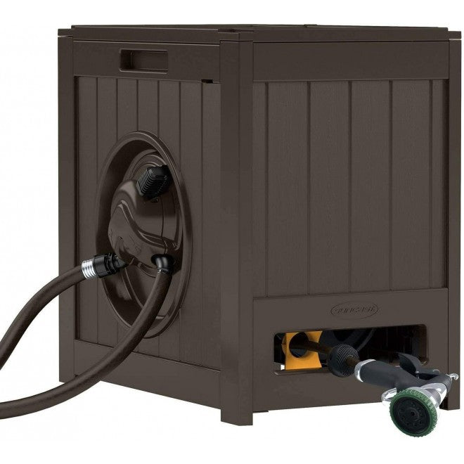 2026 Suncast 125′ Aquawinder Auto Rewind Water Powered Yard Hose Reel, Java (2 Pack)
