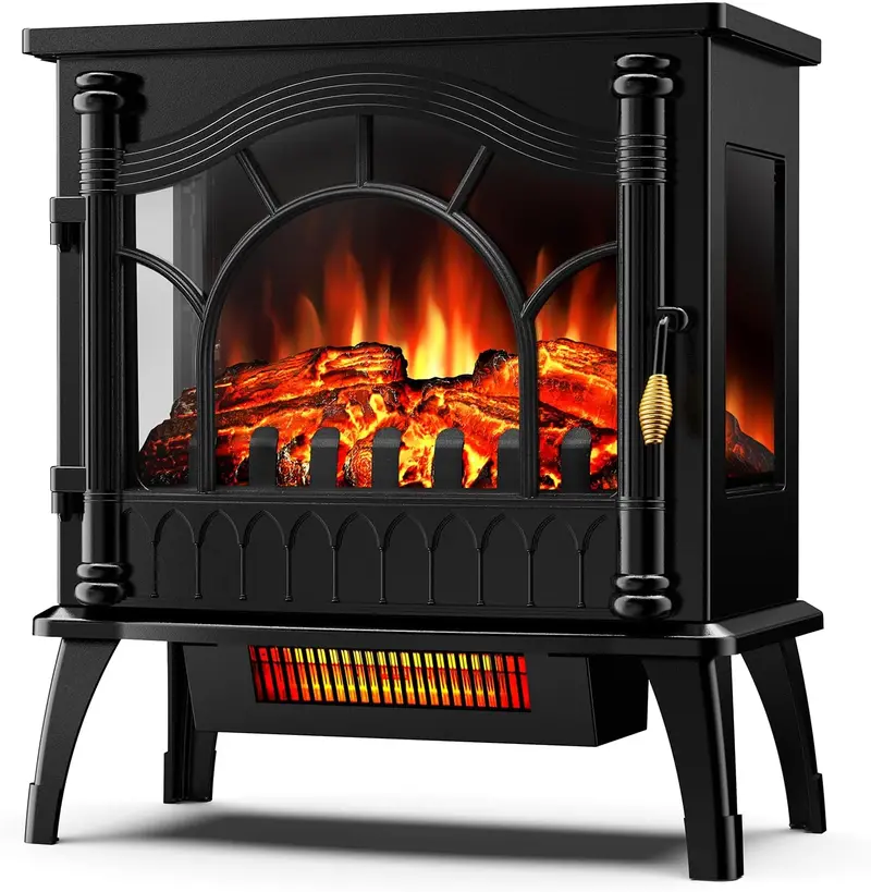 ZAFRO Freestanding Electric Fireplace Stove – Realistic Flame Effect & 5100 BTU Heating Capacity