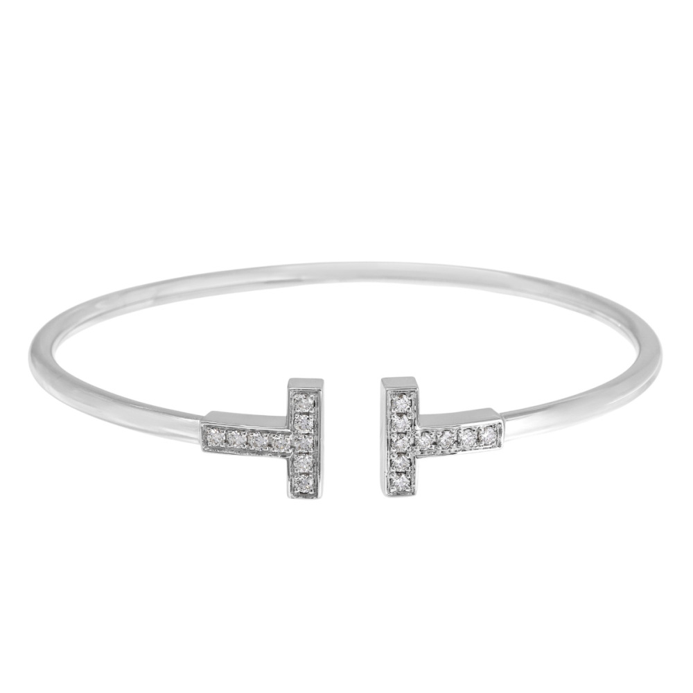 Tiffany & Co. Tiffany T Wire Bracelet 18K White Gold Diamond 60010750
