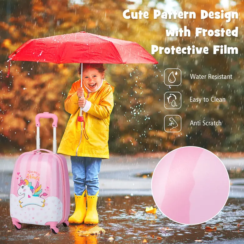 Two-Piece Kids’ Luggage Set: 12″ and 16″ Lightweight Spinner Suitcases