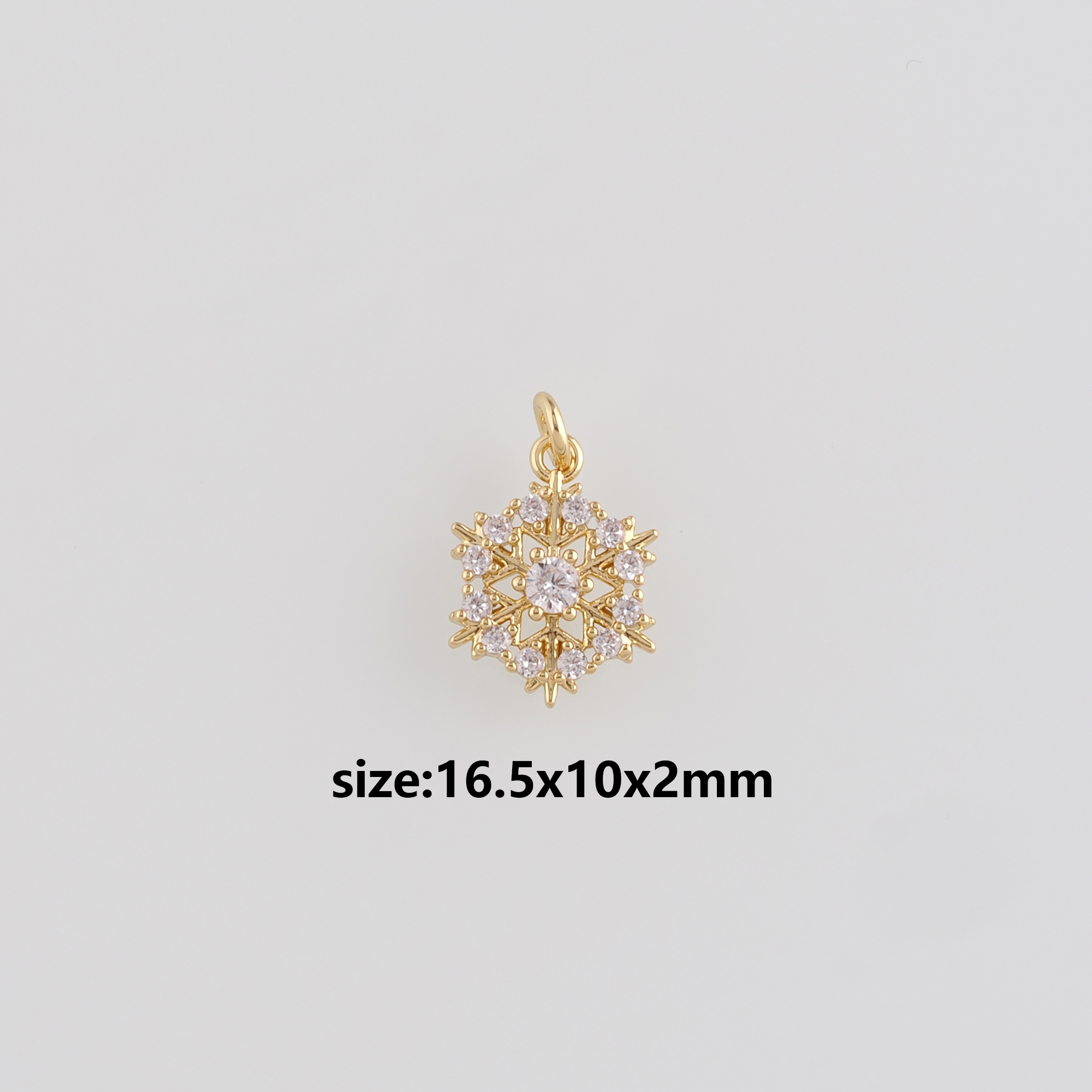 18K Gold Filled Snowflake Pendant,CZ Micro Pave Christmas Snowflake Charm Earrings Necklace for DIY Jewelry Making Supply