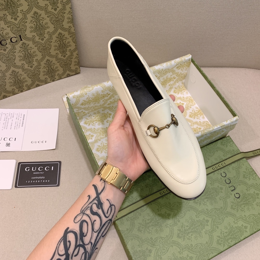 Gucci Women’S Leather Horsebits Loafers White