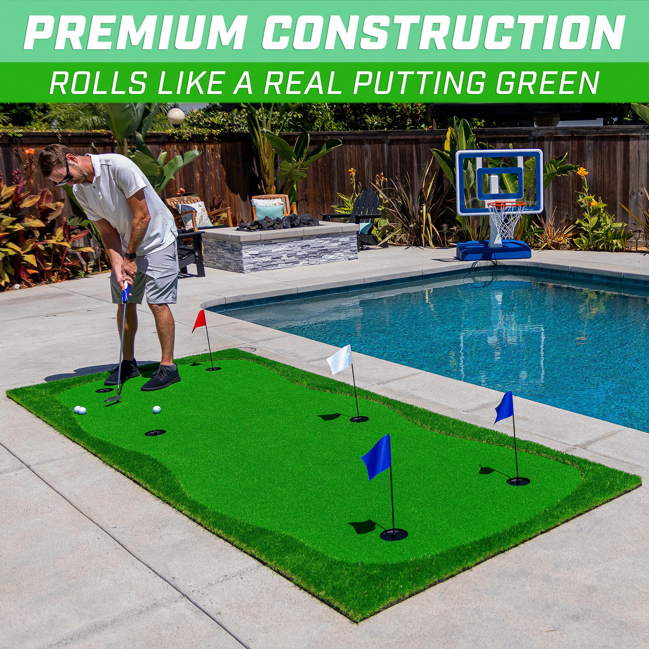 2026 GoSports 12'x5' Putting Green for Indoor & Outdoor Putting Practice