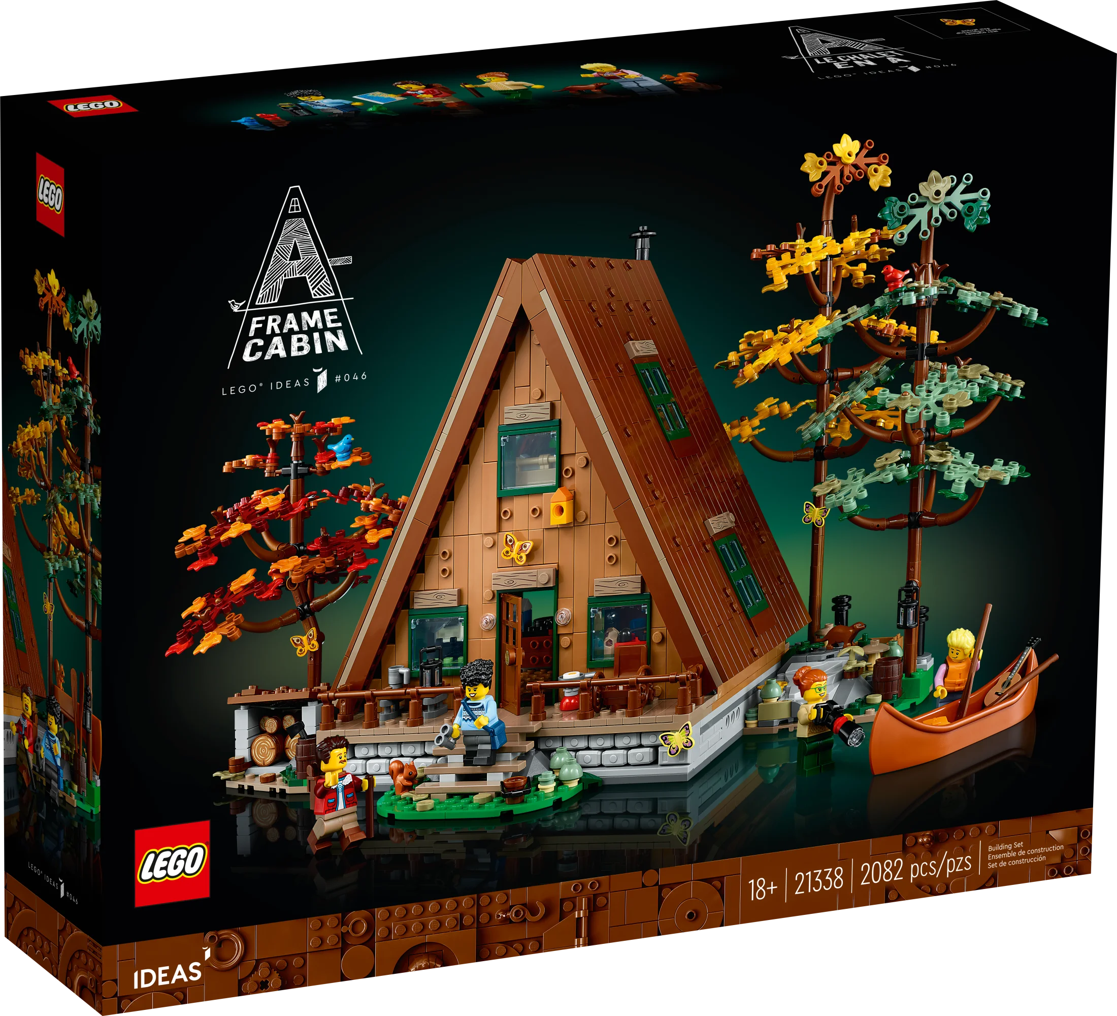 LEGO Ideas A-Frame Cabin Collectible Display Set, Buildable Model Kit for Adults, Gift for Nature and Architecture Lovers, Includes 4 Customizable Minifigures and 11 Animal Figures, 21338