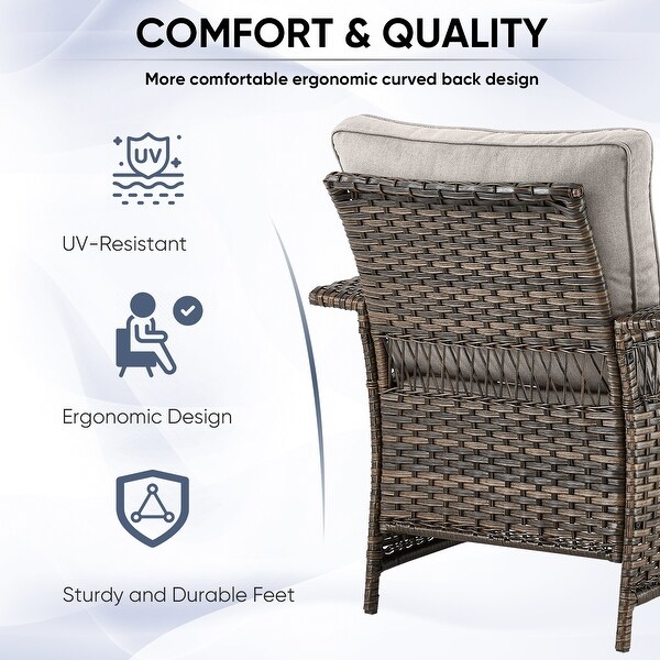 Patio Sofa with Club Chairs,Ottomans,Table
