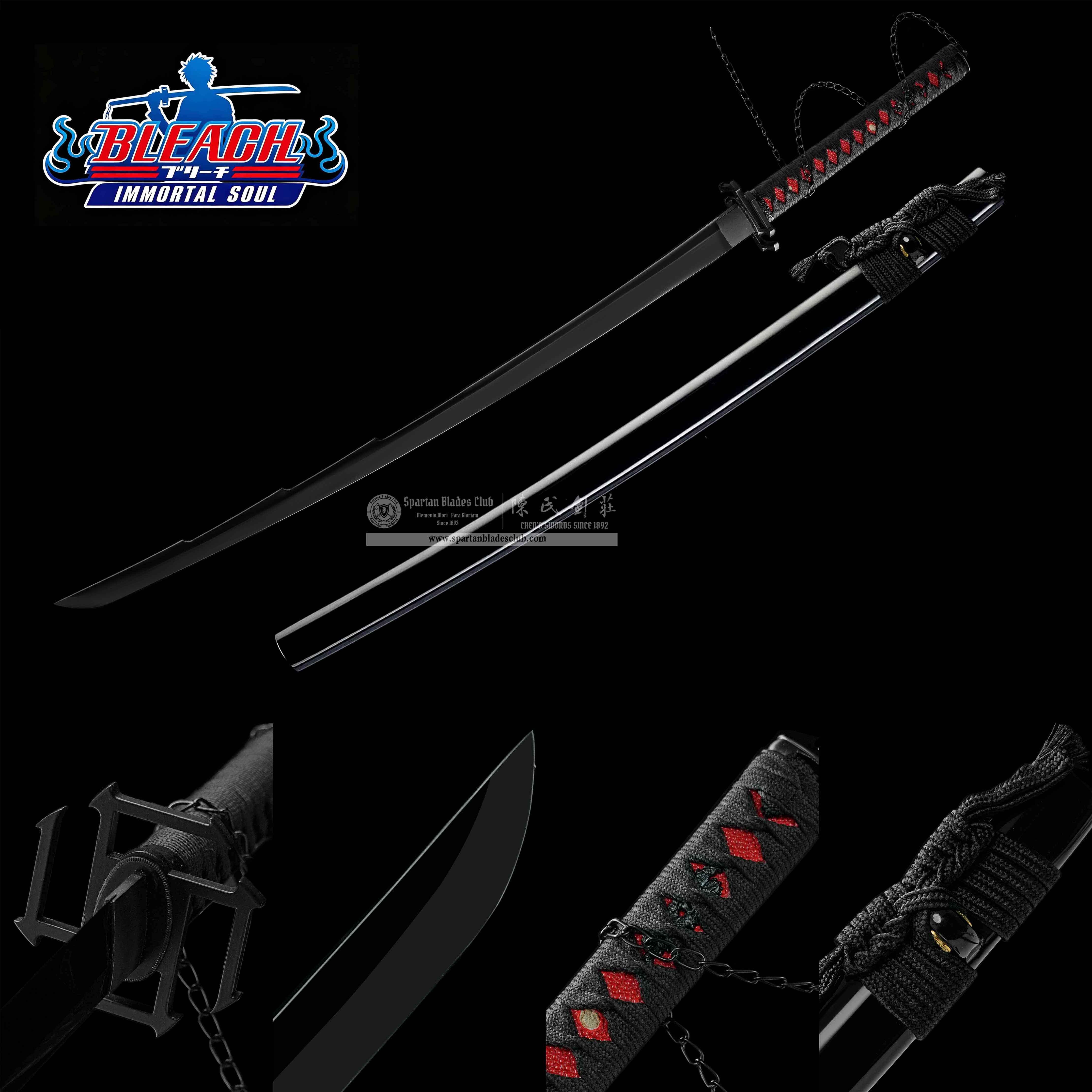 HY202 | Tensa Zangetsu: Thousand-Years Blood War-Bankai version  | Katana | Carbon Steel (Heat-colored Black) | Bleach Ichigo Bankai Replica | Battle-Ready | Full-tang | Spartan Blades Club (陳氏劍莊 CHEN'S SWORDS 1892) - Spartan Blades Club - 陳氏劍莊1892