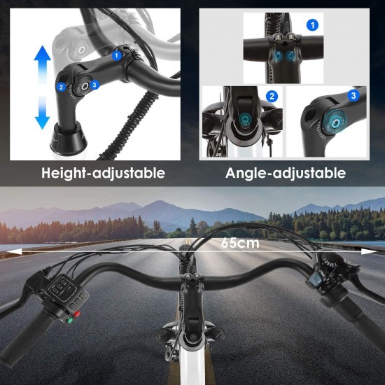 26″ Aluminum Electric Bike, Adults Electric Commuting Bicycle with Removable 12.5Ah Battery, Professional Derailleur with 6 Speed City Ebike