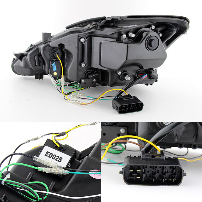 Fits 2006-2013 Lexus IS250 IS350 Black LED DRL Projector Headlights Left+RIght