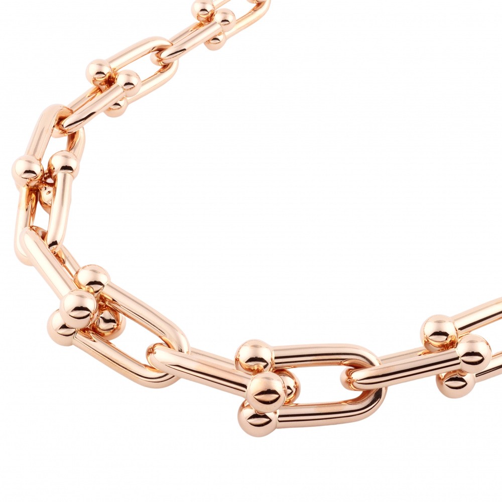 Tiffany & Co. Hardware Graduated Link Necklace 18K Rose Gold