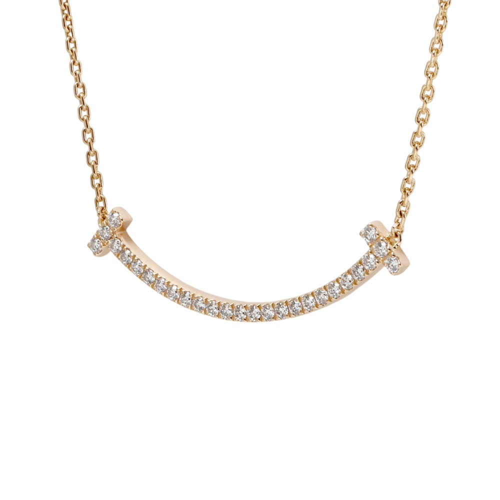 Tiffany & Co. Tiffany T Smile Necklace 18K Rose Gold Diamond 67513282