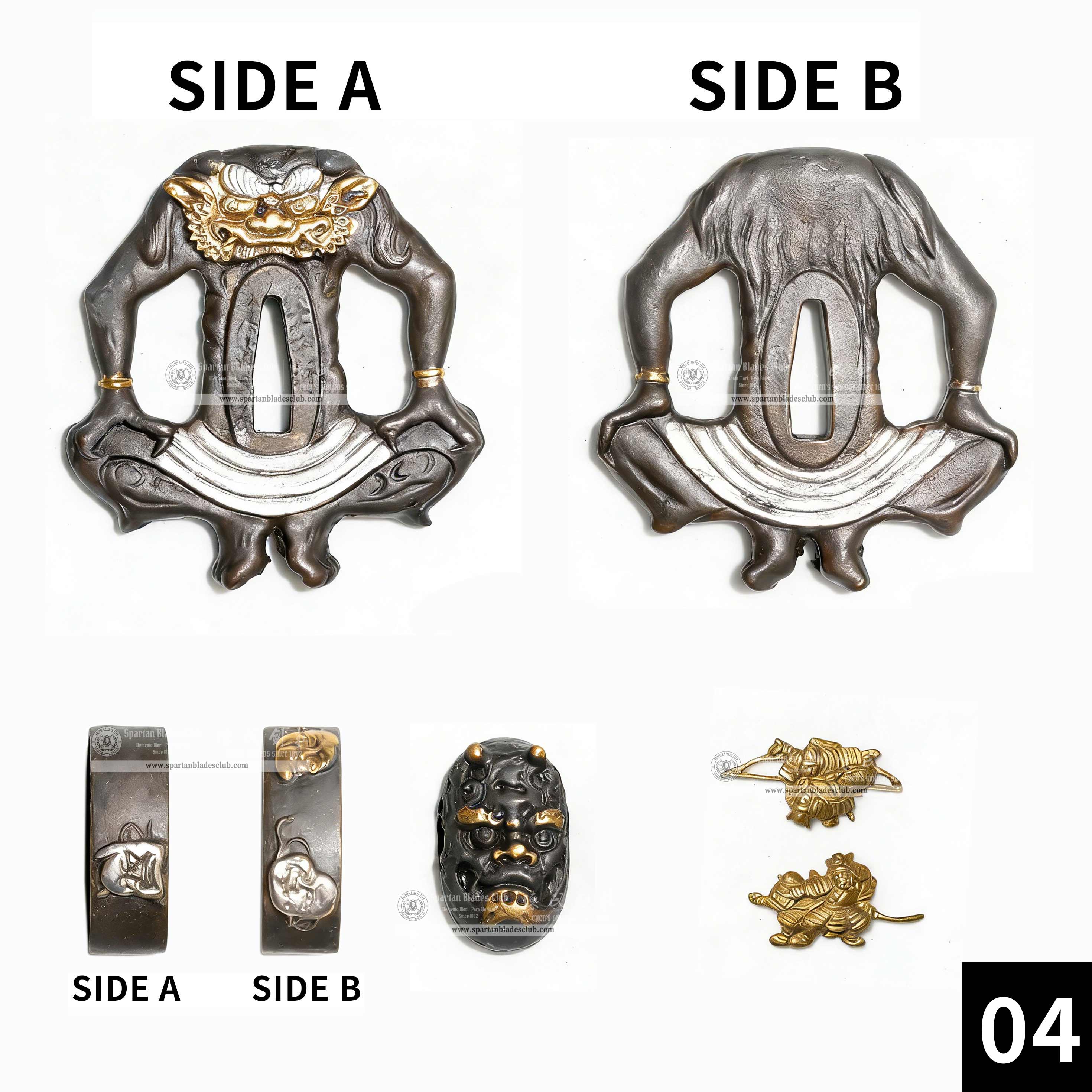 Custom Your Katana | Japanese Yokai | Complete Set Fittings (Brass Gilded) | Spartan Blades Club | CHEN'S SWORDS 1892 - Spartan Blades Club - 陳氏劍莊1892