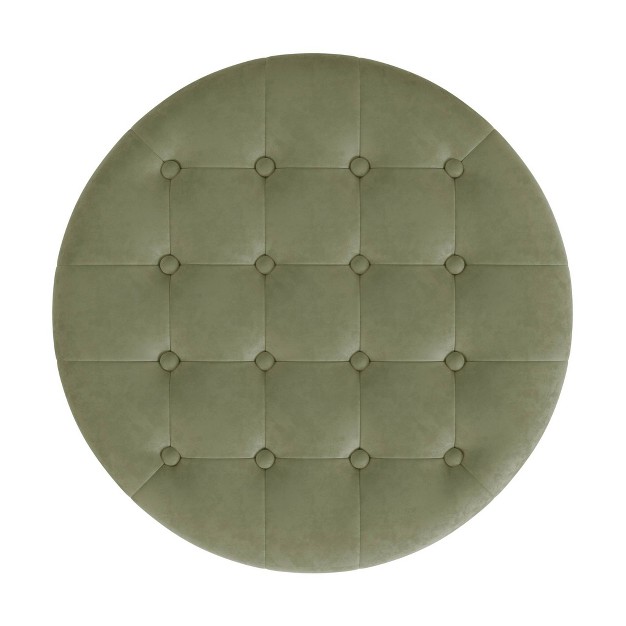 Tufted Round Storage Ottoman Velvet Homepop