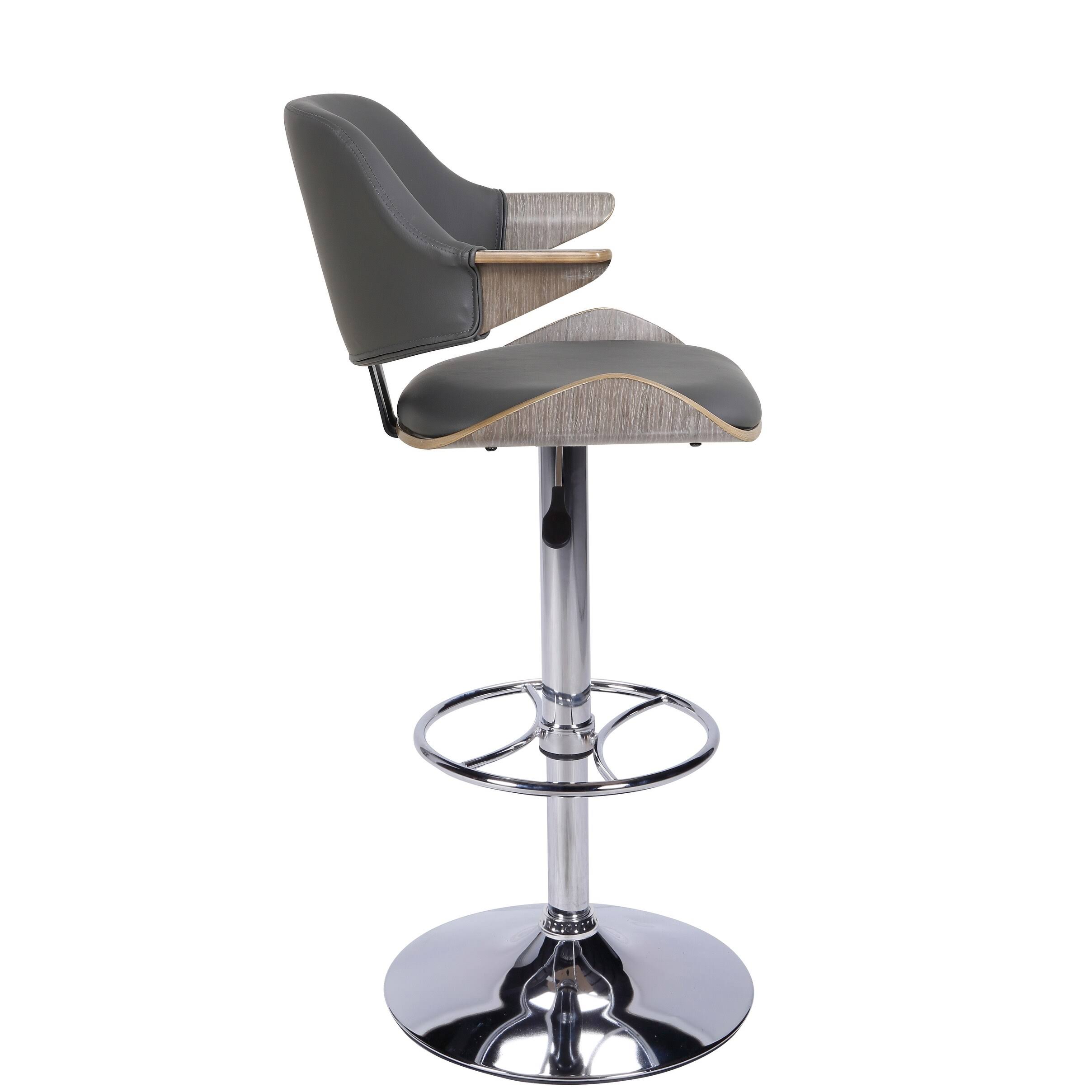 Chintaly Curved Back Adjustable Height Stool, Gray
