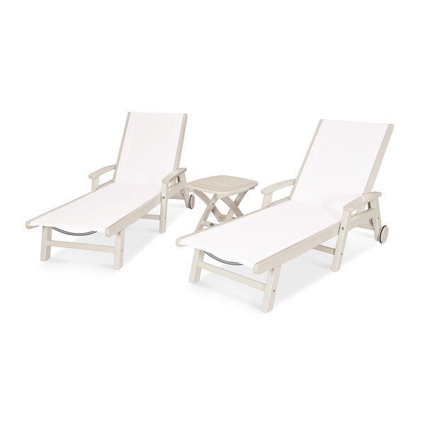 POLYWOOD Coastal 3piece Wheeled Chaise Set