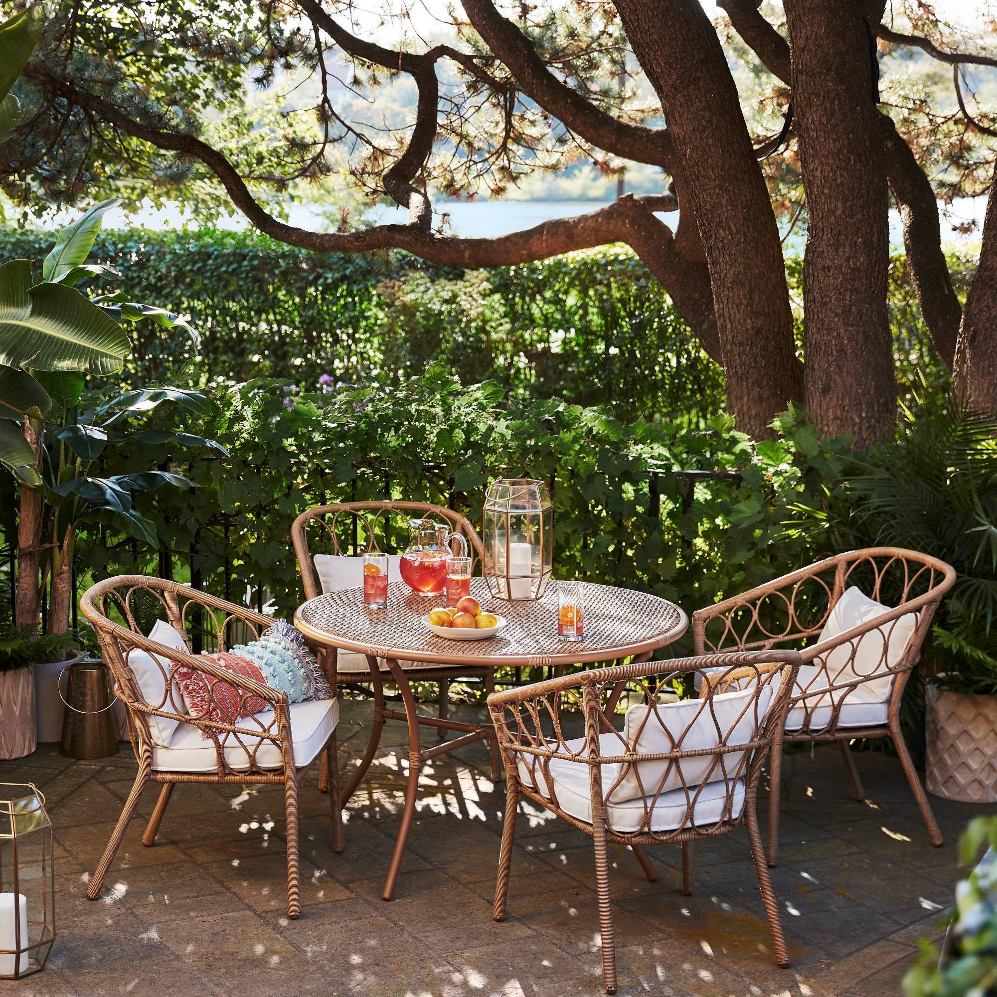 Britanna 4pk Wicker Patio Dining Chair Natural/Linen - Opalhouse