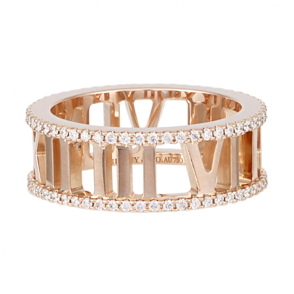 Tiffany & Co. Atlas Ring 18K Rose Gold Diamond