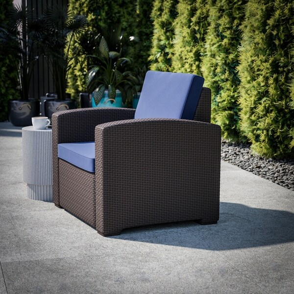 Faux Rattan Chair with AllWeather Cushion