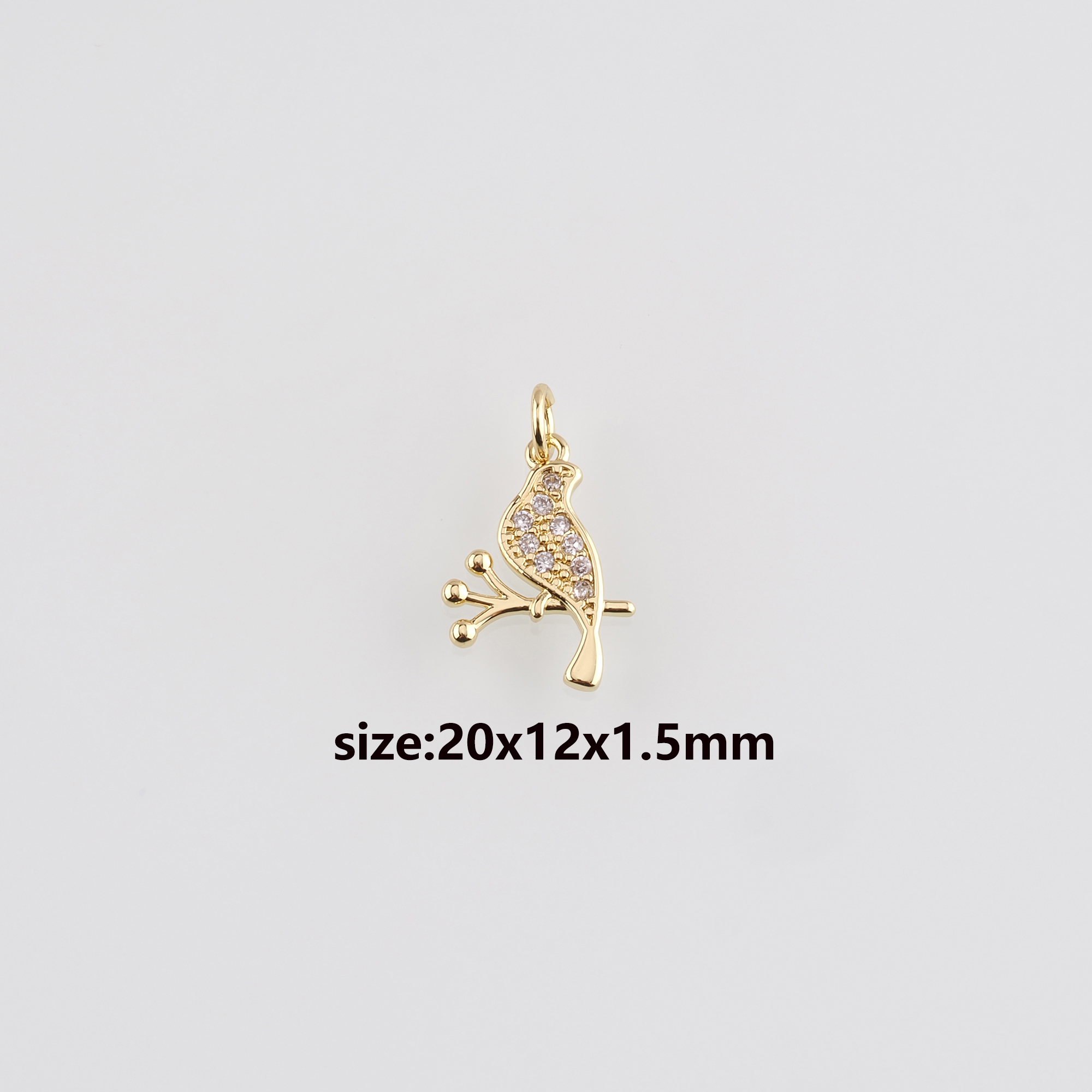 18K Gold Filled Bird Pendant,CZ Micro Pave Bird Charm Earrings Necklace for DIY Jewelry Making Supply