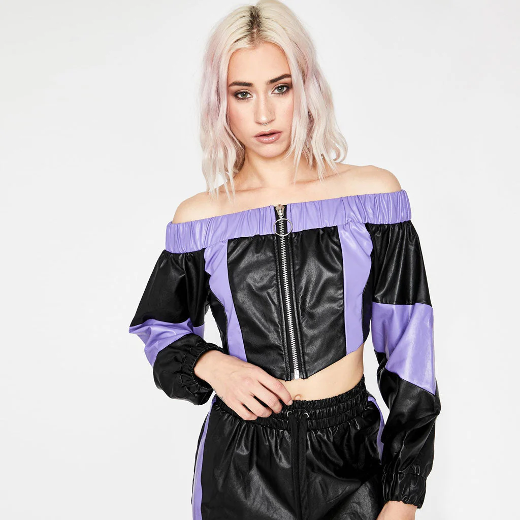 Colorblock Zip Crop TopClistos