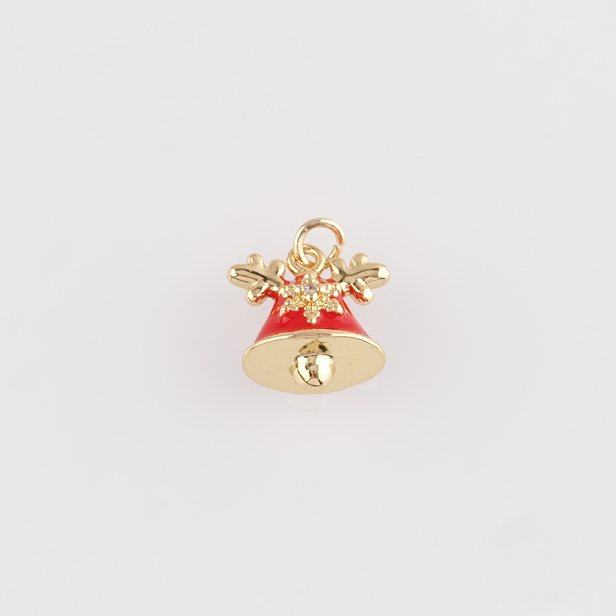 18K Gold Filled Christmas Bells Pendant,Enamel Christmas Charm Earrings Necklace for DIY Jewelry Making Supply