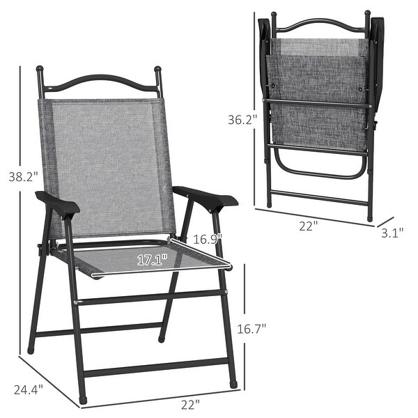 Outsunny Folding Patio Chairs,Set of 4 Camping Chairs with Armrests