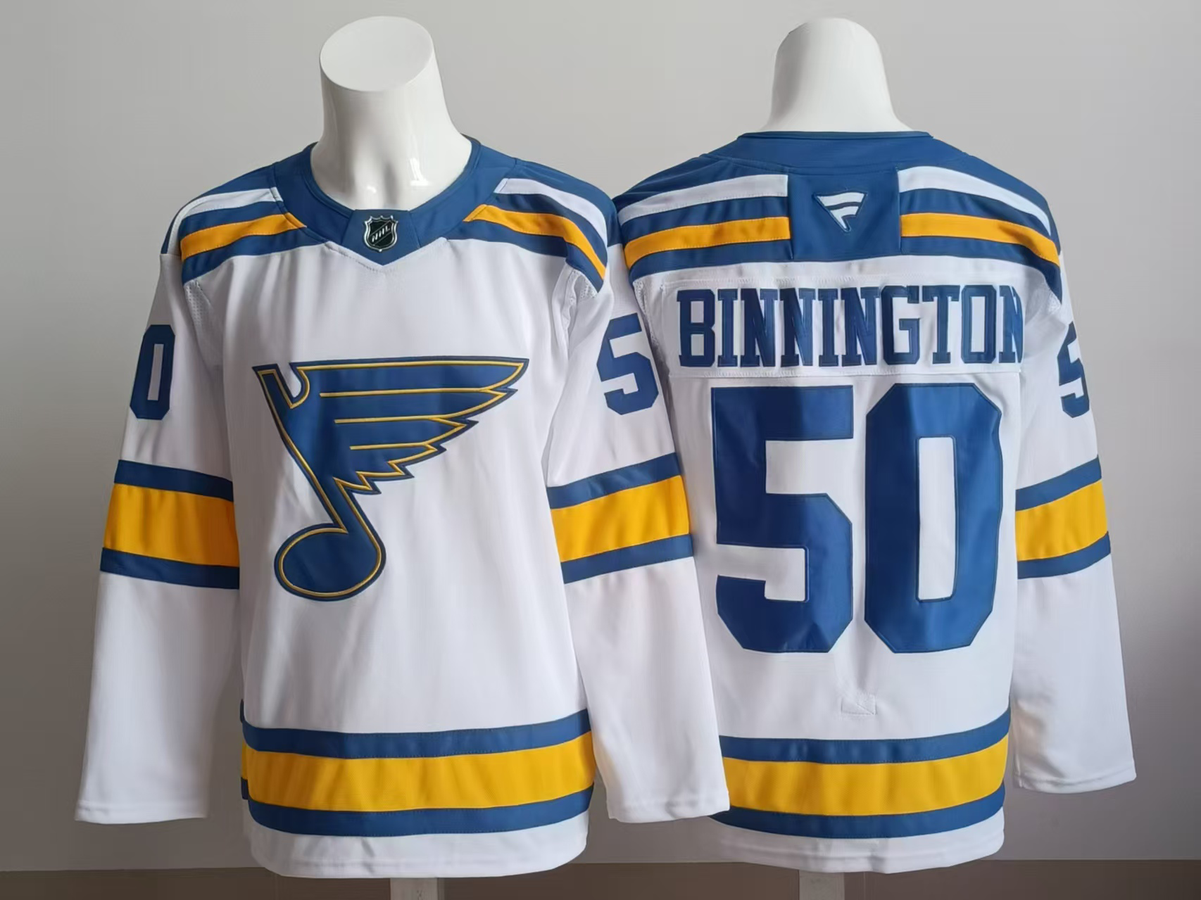 Men's St. Louis Blues Jordan Binnington #50 Fanatics White Away Premium Player Jersey